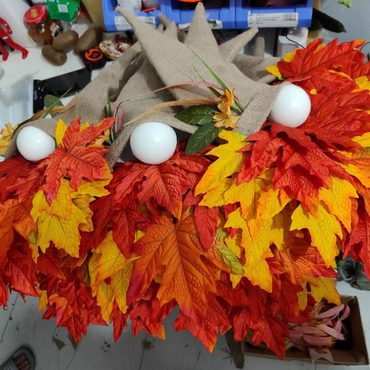 Hat Christmas Decoration Garland Harvest Season Maple Leaf Creative Garland