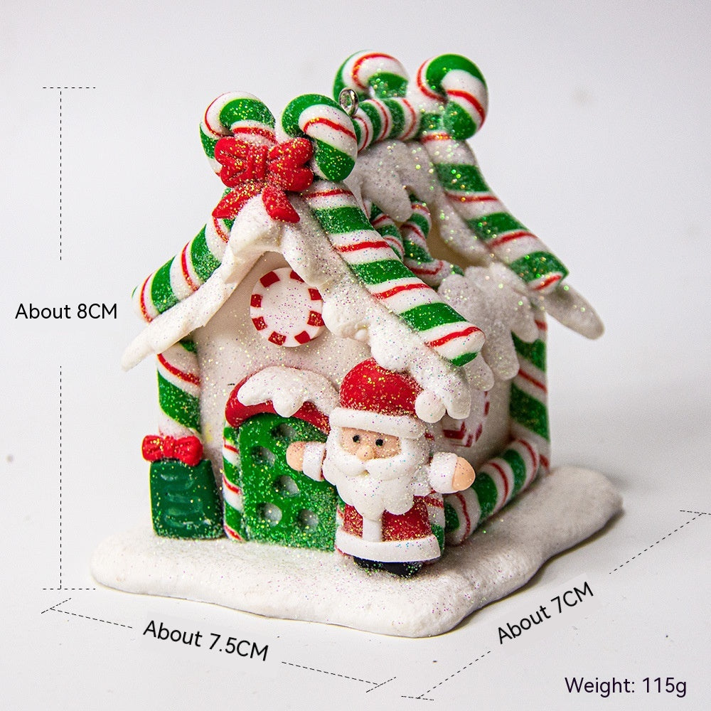 Polymer Clay Christmas Small House LED Luminous