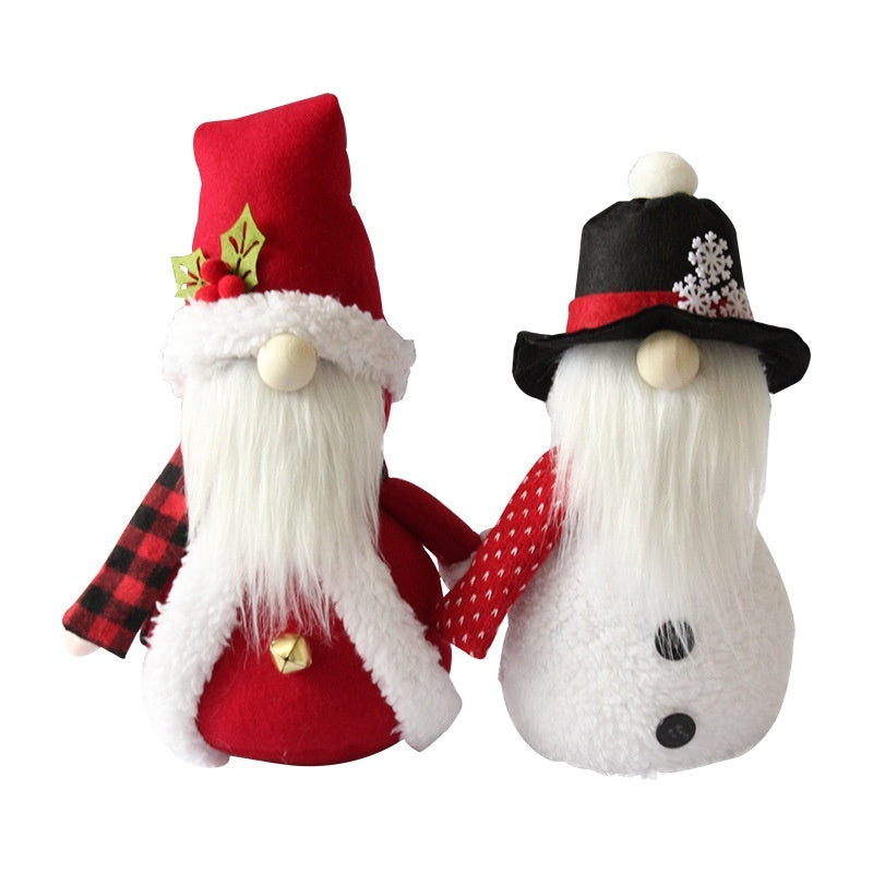 Hooded Christmas Snowman Old Man Doll