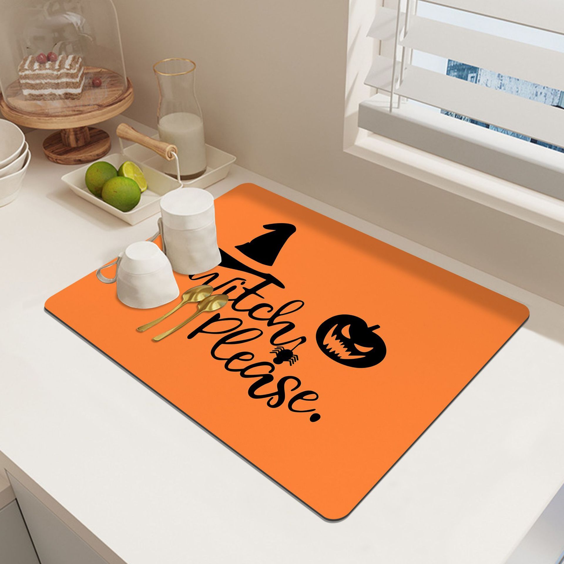 Halloween Pumpkin Printing Kitchen Countertop Water-absorbing Non-slip Mat