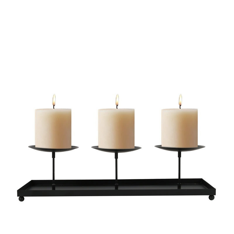 Three-head Candlestick Can Be Combined With Two Style 4-inch Pillar Candle Large Plate Candle Holder