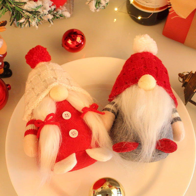 Knitted Fluffy Ball Cap Doll Domestic Ornaments