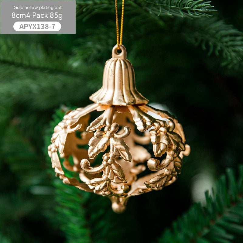 Christmas Tree Golden Hollow Five-pointed Star Pendant Creative