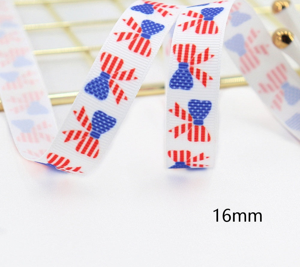 Stars And Stripes Ribbon Dovetail Bowknot Hair Ring Double Stitching Dovetail Ribbon