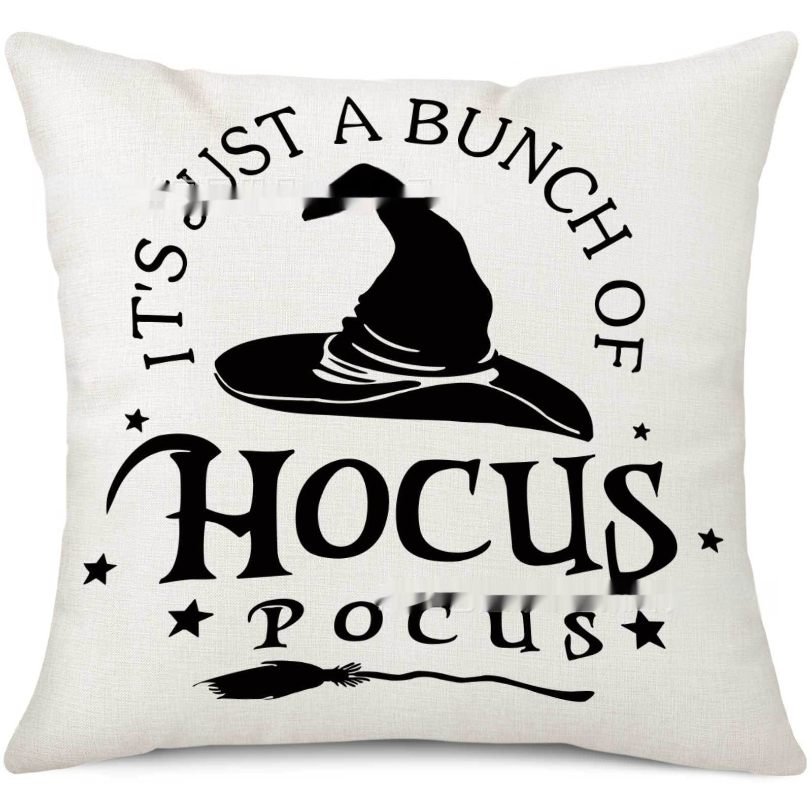 Halloween Pillow Cover Holiday Home Sofa Witch Broom Letter Printing