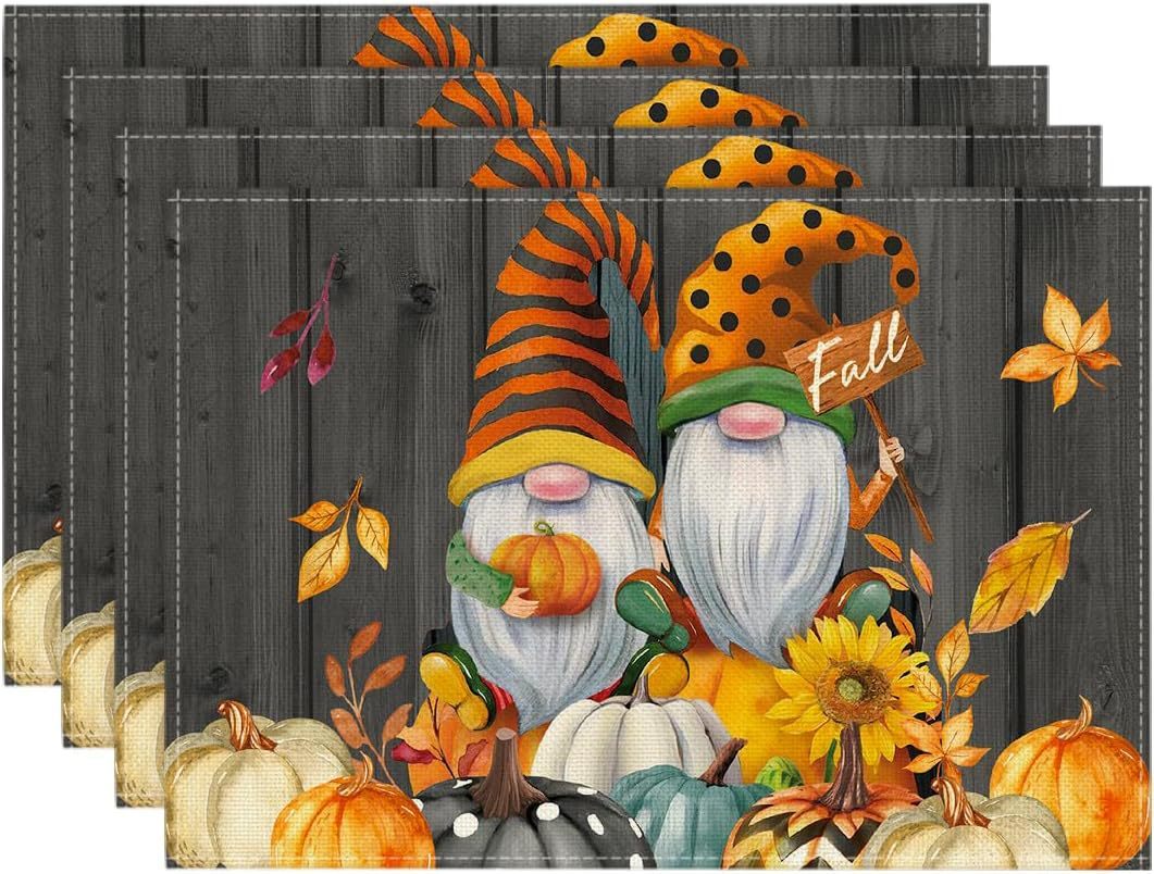 Autumn Pumpkin Maple Leaf Printing Polyester Tableware Mat, Pumpkin lanterns, Jack o Lanterns, Halloween Lights, Halloween Decoration Ornaments, Halloween inflatables, carved pumpkins, Halloween wreaths, Halloween Candles.