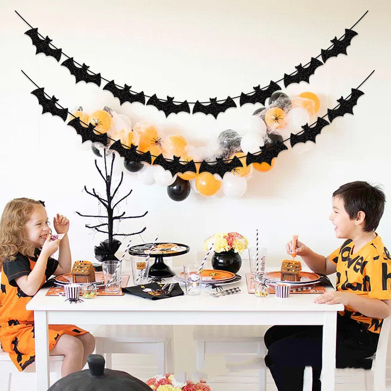 Halloween Party Decoration String Flag Banner Bat Glitter Pull Flower, Halloween decorations items, Halloween masks, Halloween props, Halloween animatronics, Halloween inflatables, Halloween lights, Halloween fog machines, Halloween spider webs, Halloween lanterns, Halloween banners, Halloween streamers, Halloween tableware, Halloween centerpieces, Halloween party favors, Halloween yard stakes, Halloween tombstones, Halloween candles, Halloween wreaths, Halloween garlands
