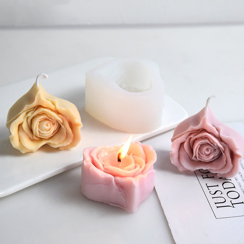 Rose Love Candle Silicone Mold DIY Aromatherapy Candle Plaster Handmade Soap Cake Decoration Mold, Silicone candle molds, Christmas tree candle molds, Halloween pumpkin candle molds, Easter egg candle molds, Animal candle molds, Sea creature candle molds, Fruit candle molds, Geometric candle molds, Abstract candle molds, DIY candle making molds,