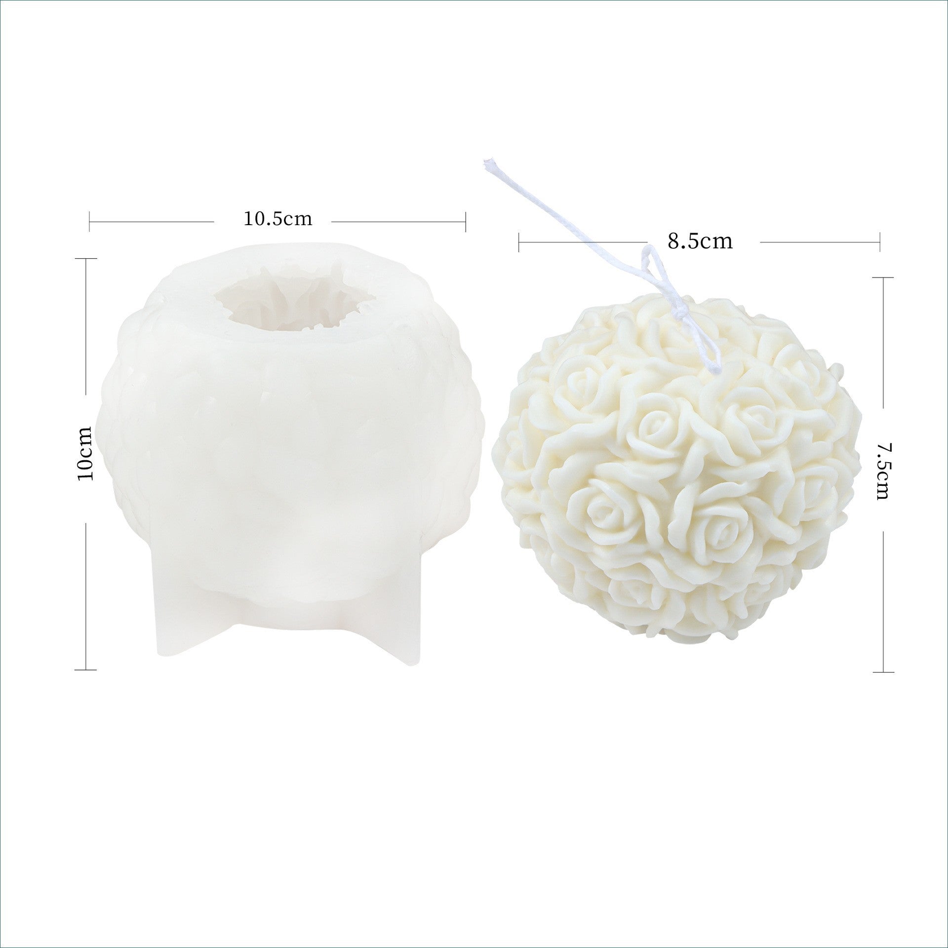 Flower Aromatherapy Candle Round Ball Rose Cylinder Mold Silicone, Silicone candle molds, Christmas tree candle molds, Halloween pumpkin candle molds, Easter egg candle molds, Animal candle molds, Sea creature candle molds, Fruit candle molds, Geometric candle molds, Abstract candle molds, DIY candle making molds,
