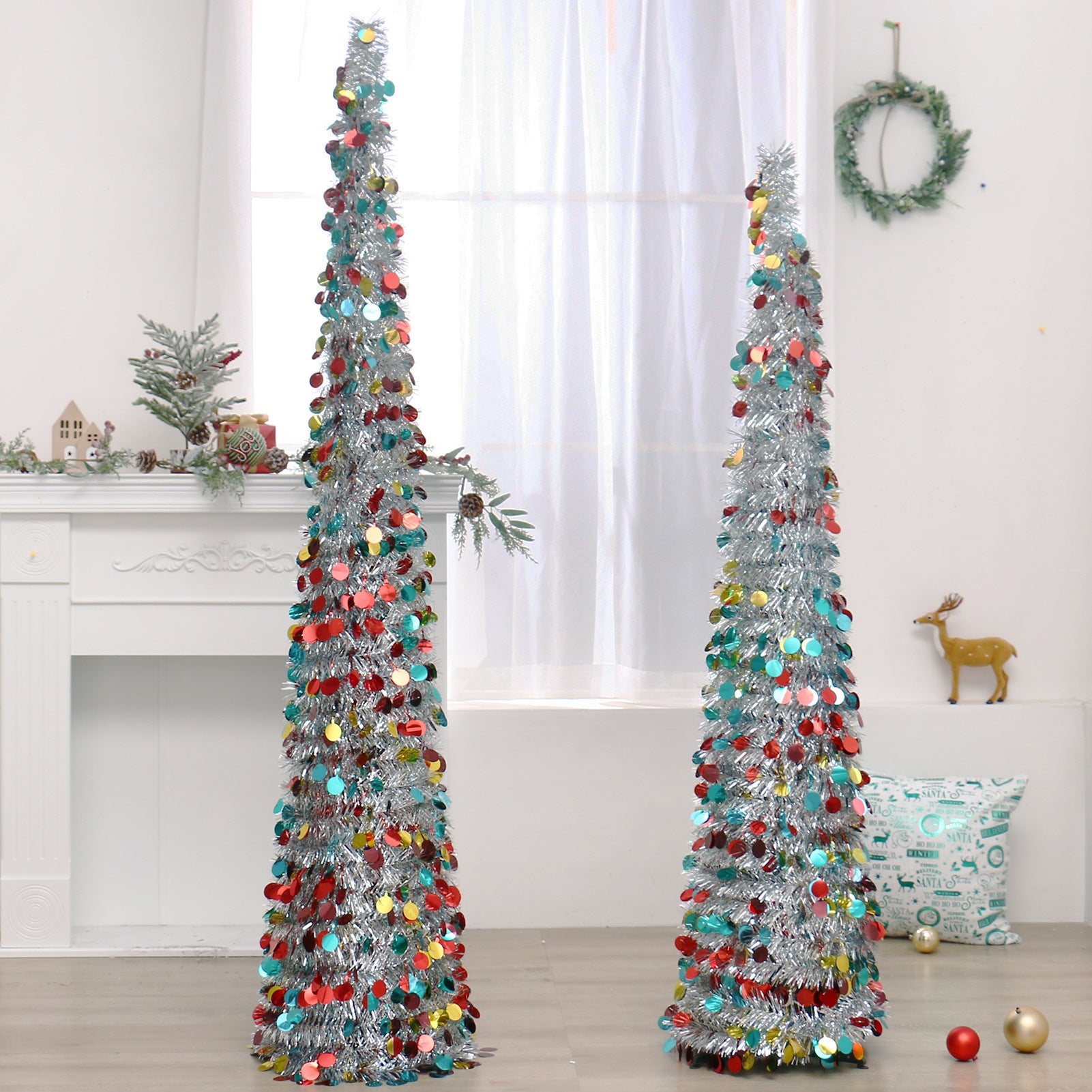 Christmas Colorful Retractable Folding Christmas Tree Decorative Ornaments