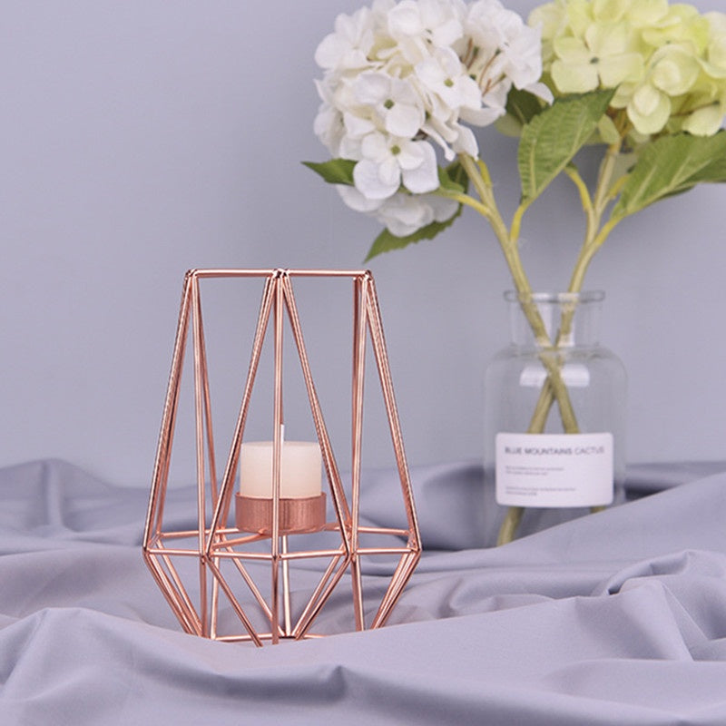 Nordic rose gold Iron Candle Holder