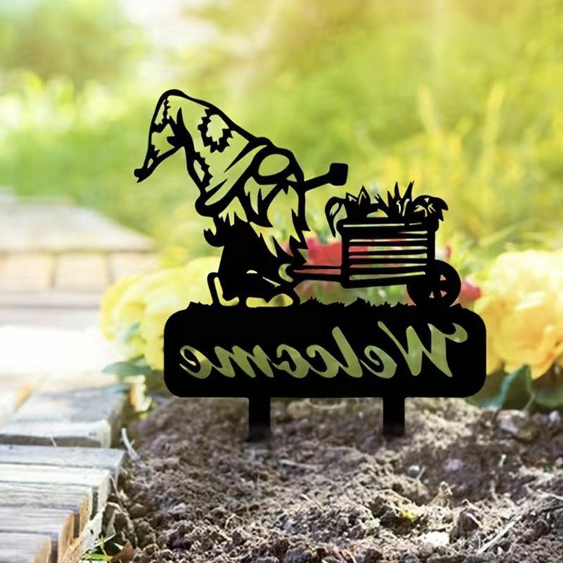 Welcome Decorative Metal Silhouette Art Garden Courtyard Outdoor Grass Crafts Ornaments