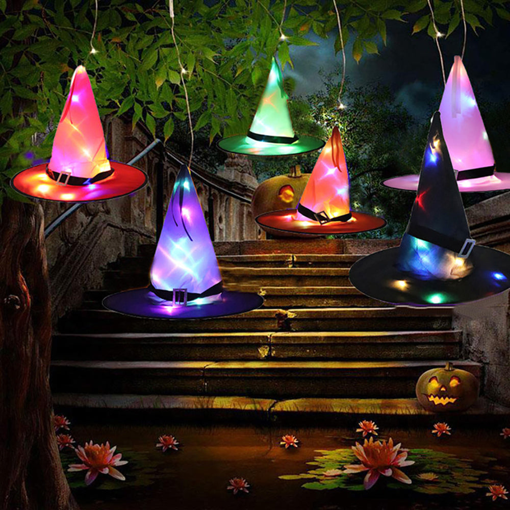 Halloween Decoration Witch Hat LED Lights Halloween Elf Ears Kids Home Party Decor Supplies Outdoor Tree Hanging, Halloween decorations items,  Halloween masks, Halloween props, Halloween animatronics, Halloween inflatables, Halloween lights, Halloween fog machines, Halloween spider webs, Halloween lanterns, Halloween banners, Halloween streamers, Halloween tableware, Halloween centerpieces, Halloween party favors, Halloween yard stakes, Halloween tombstones, Halloween candles, Halloween wreaths, Halloween
