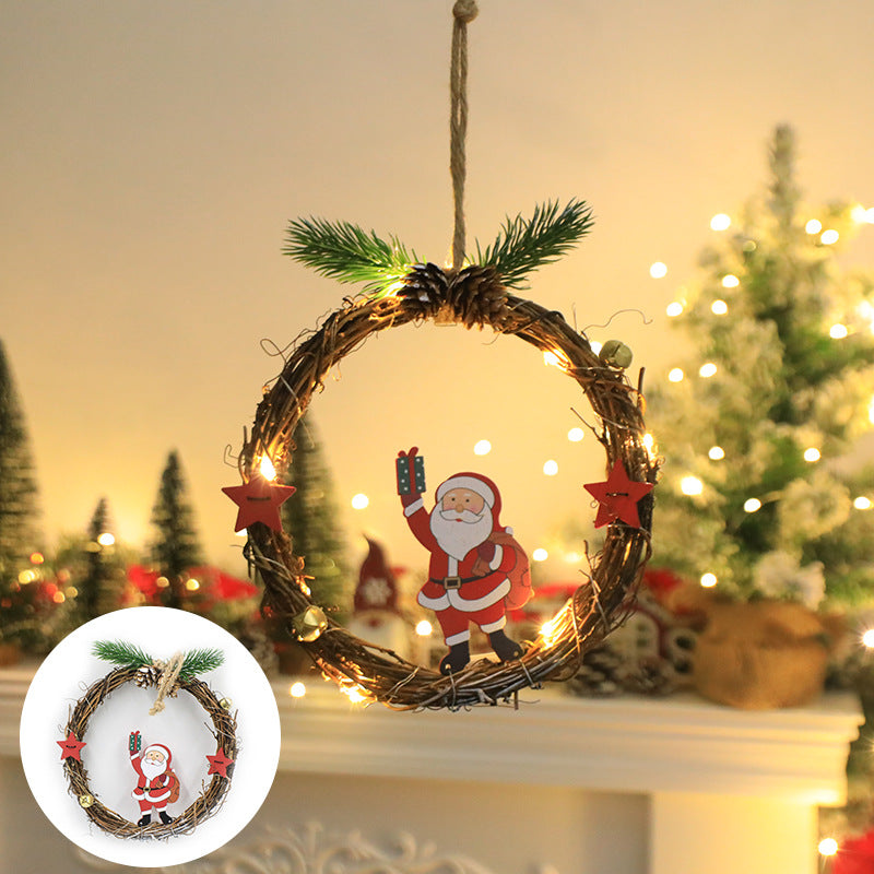 Christmas Wreath Old Man Snowman Show Window Decoration Lighting Chain