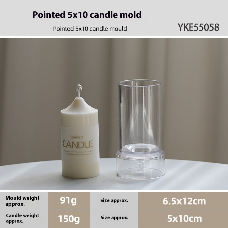 Cylindrical Candle Transparent Pointed Mold