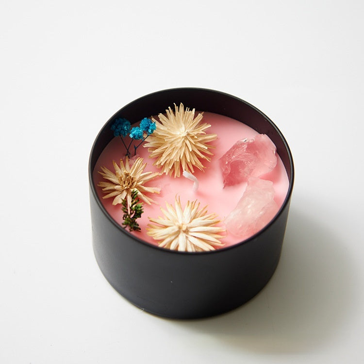 Crystal Dried Flower Fragrance Tin Can Tinplate Candle