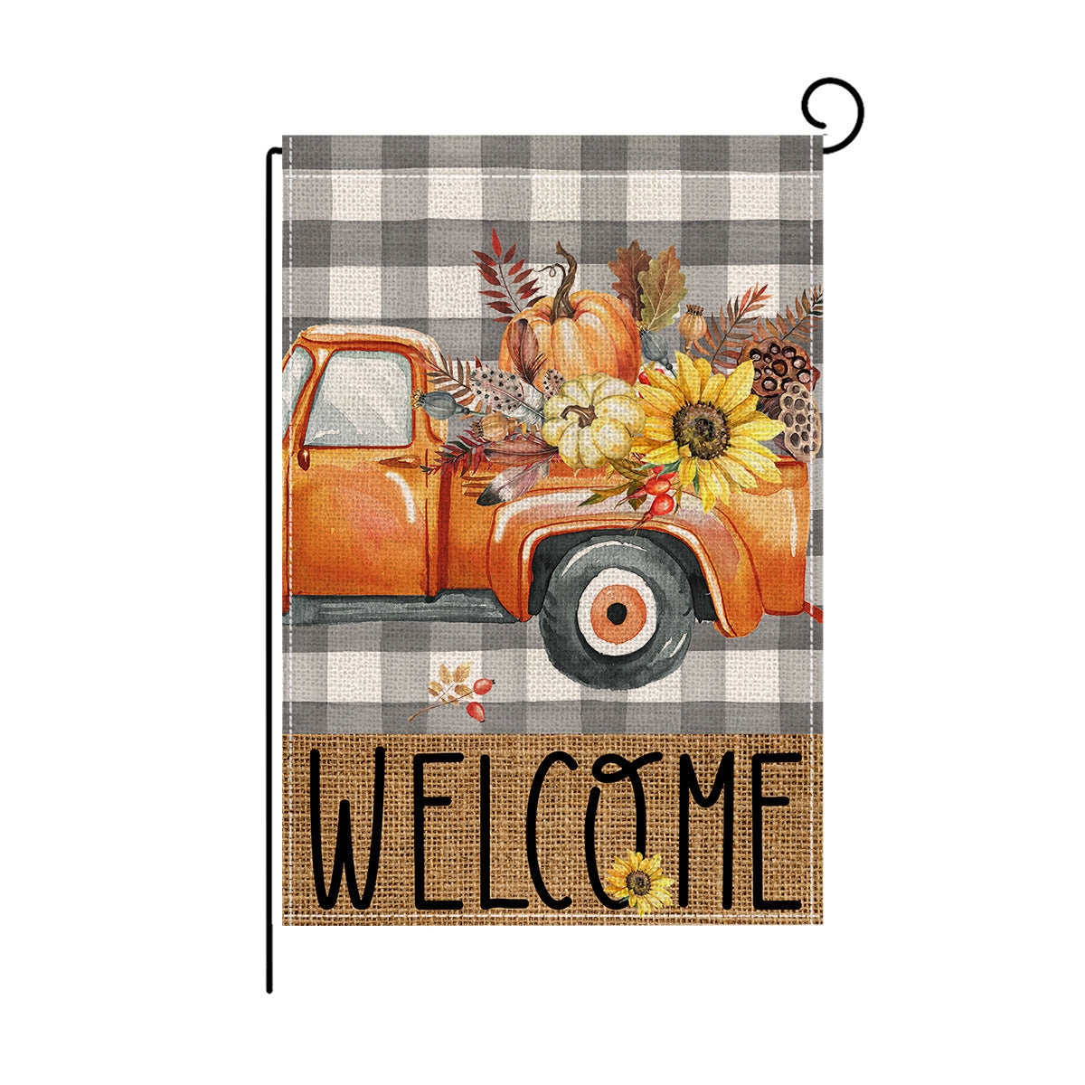 Linen Garden Banner Autumn Pumpkin Duplex Printing Courtyard Decoration Banneret Outdoor Flag Display