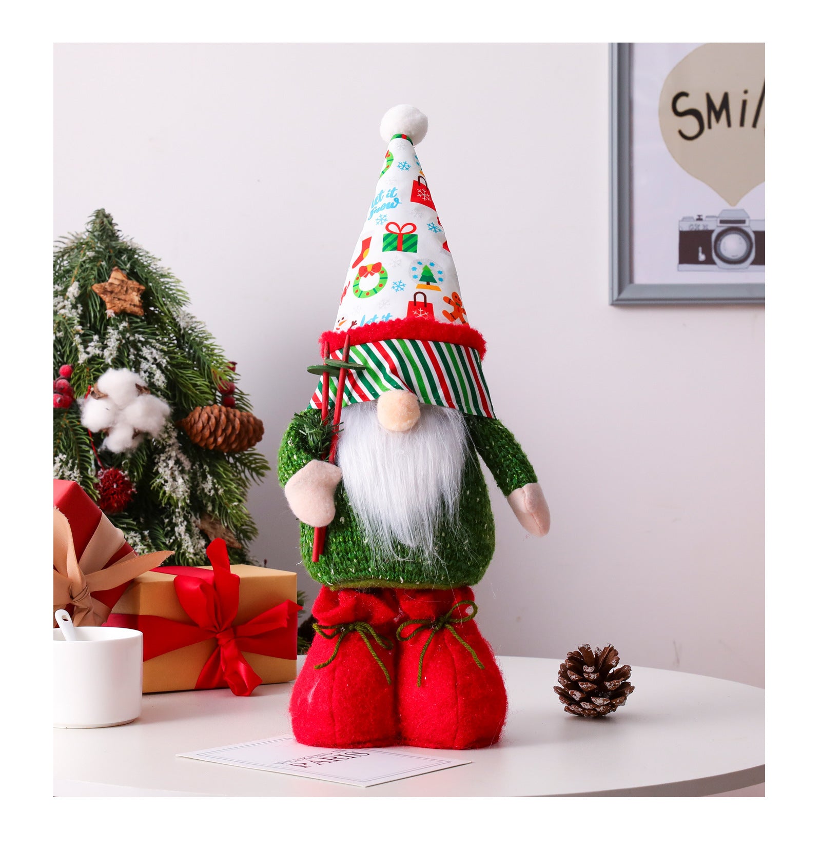 Christmas New Big Foot Telescopic Rod A Tall Hat Rudolf Doll Faceless Toy Decorations