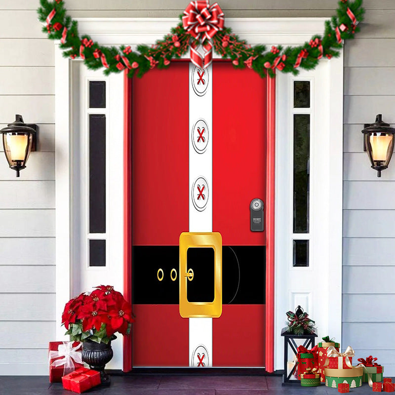 Christmas Forest Background Fabric Door Shelter Door Hanging New Year Party Decoration