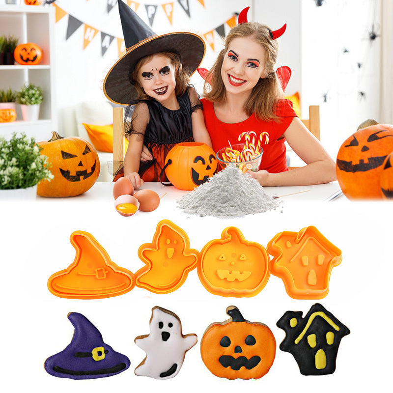 Baking Set Tool Halloween Diy Cake Decoration Plastic Cookie Cutter Mold, Pumpkin lanterns, Jack o Lanterns, Halloween Lights, Halloween Decoration Ornaments, Halloween inflatables, carved pumpkins, Halloween wreaths, Halloween Candles.