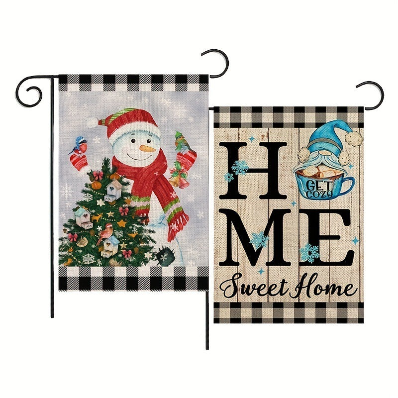 Christmas Garden Banner Old Man Red Car