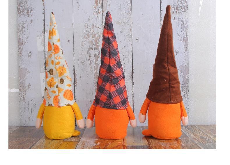 Harvest Festival Faceless Standing Plaid Pumpkin Hat Doll Ornaments