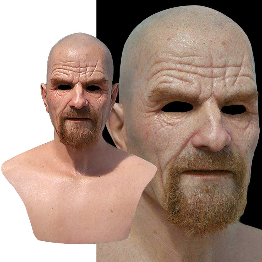 Old White Mask Bald Old Latex Headgear Halloween Cosplay Funny Props