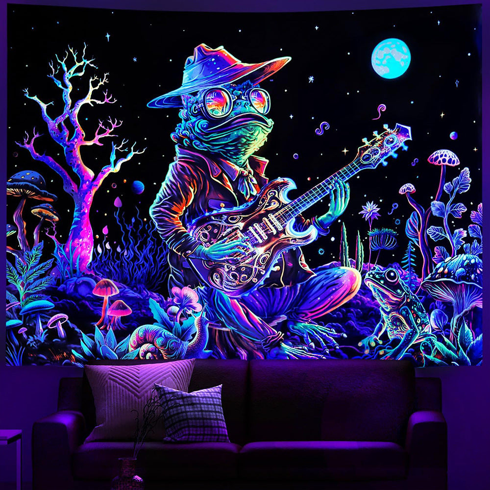 UV Fluorescent Skull Tapestry Space Wall Cloth Background