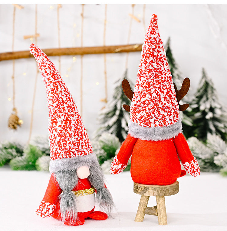 Christmas Snowflake Hat Antlers Red Faceless Doll Doll