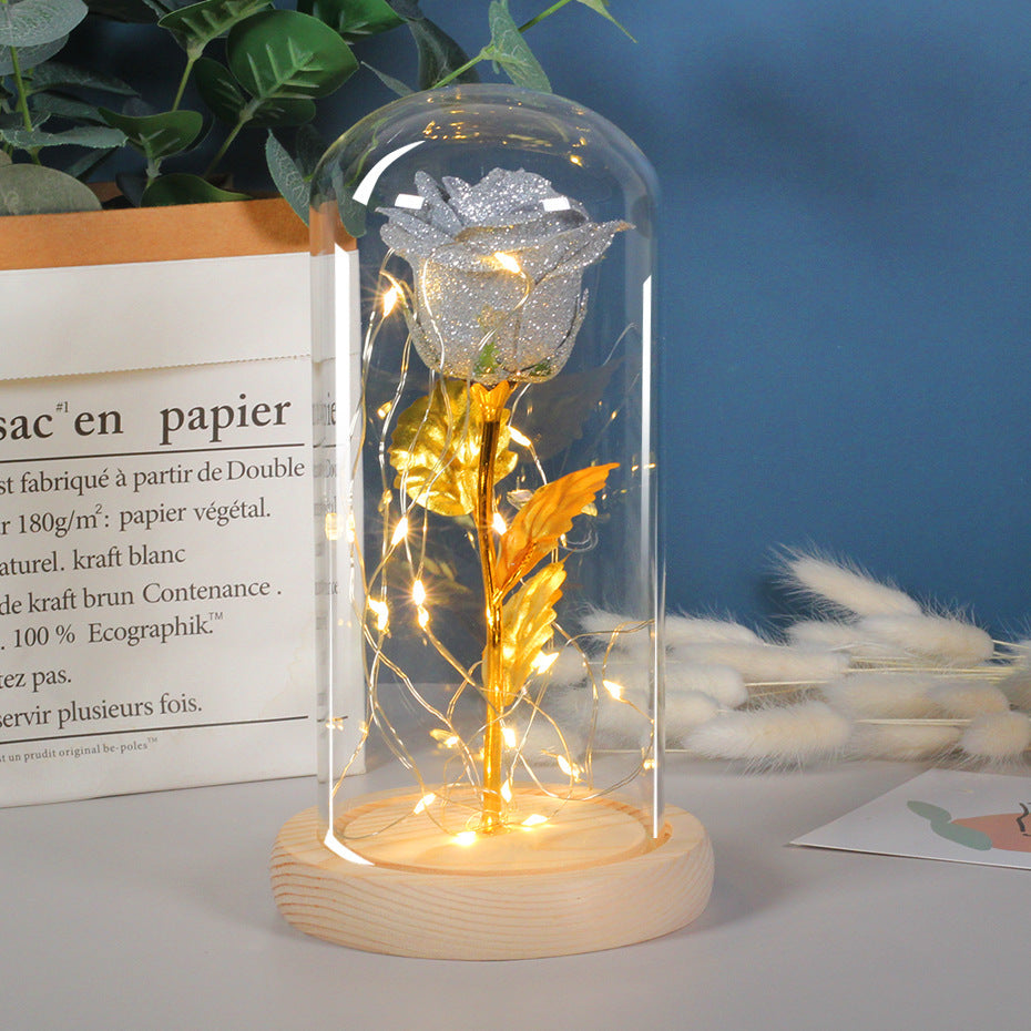 Eternal Rose Flowers LED Light In Glass Cover