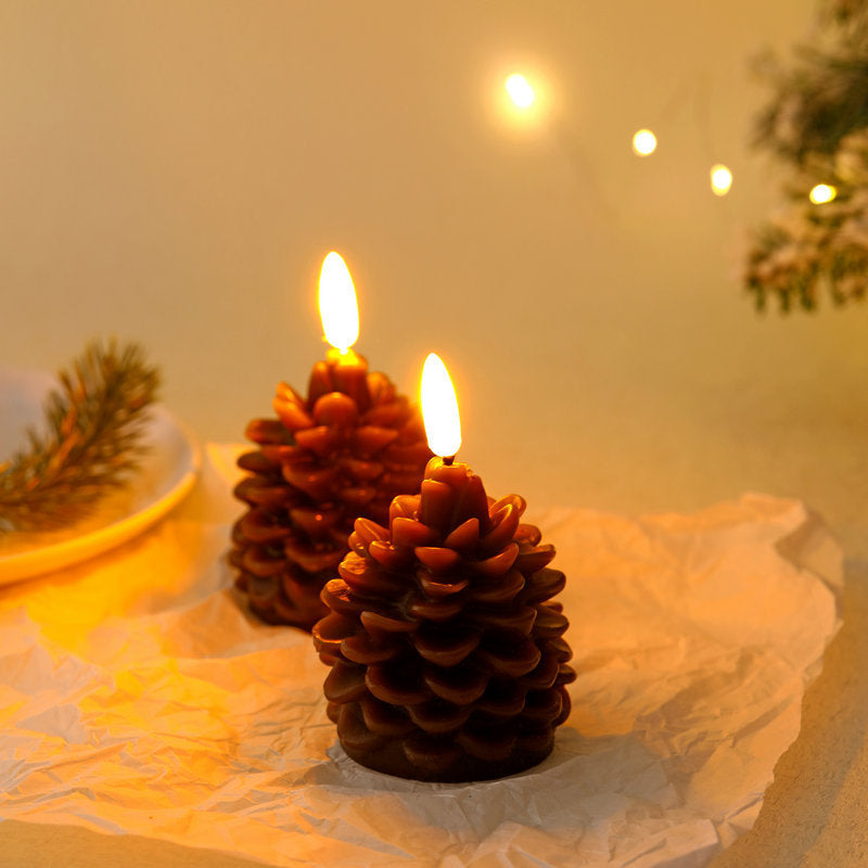 Christmas Pine Cone Paraffin LED Bullet Candle Light