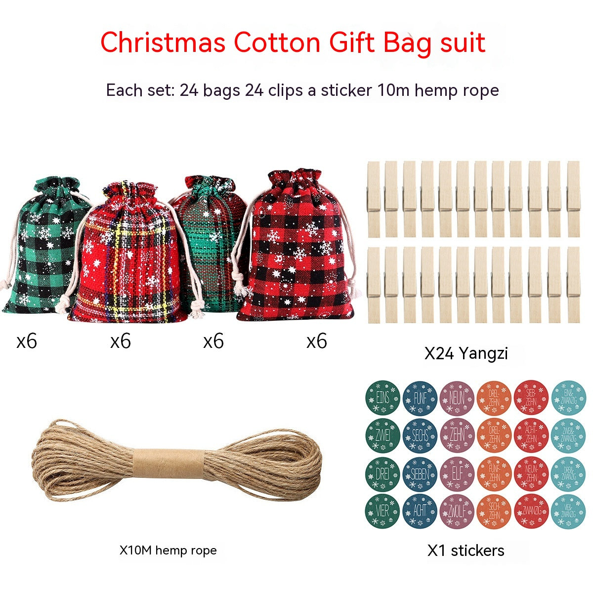 Christmas Snowflake Plaid Cloth Bag Kit