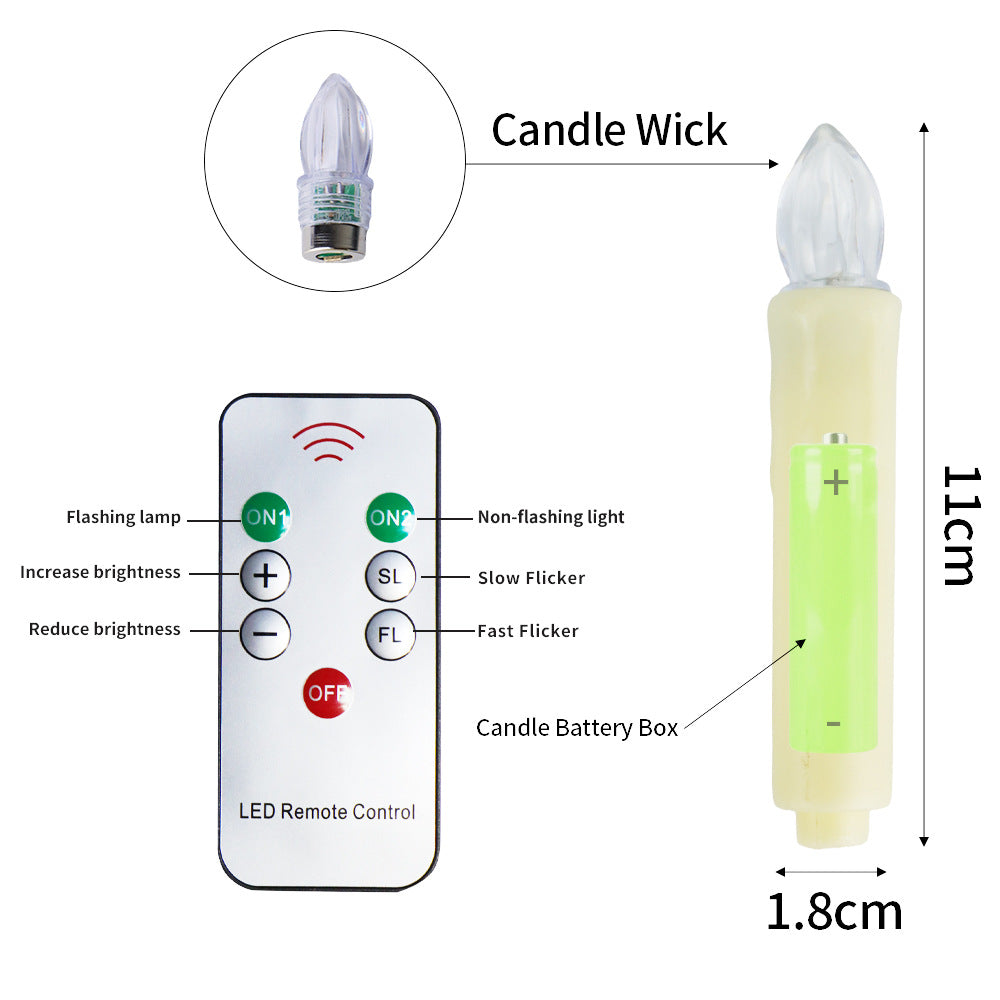 Christmas Tree Decorative Band Clip Long Brush Holder LED Candle Light Timing Remote Control Electronic Candle Set, Christmas Lights Candle Set, Christmas Tree Decoration Lights, LED Candle Light