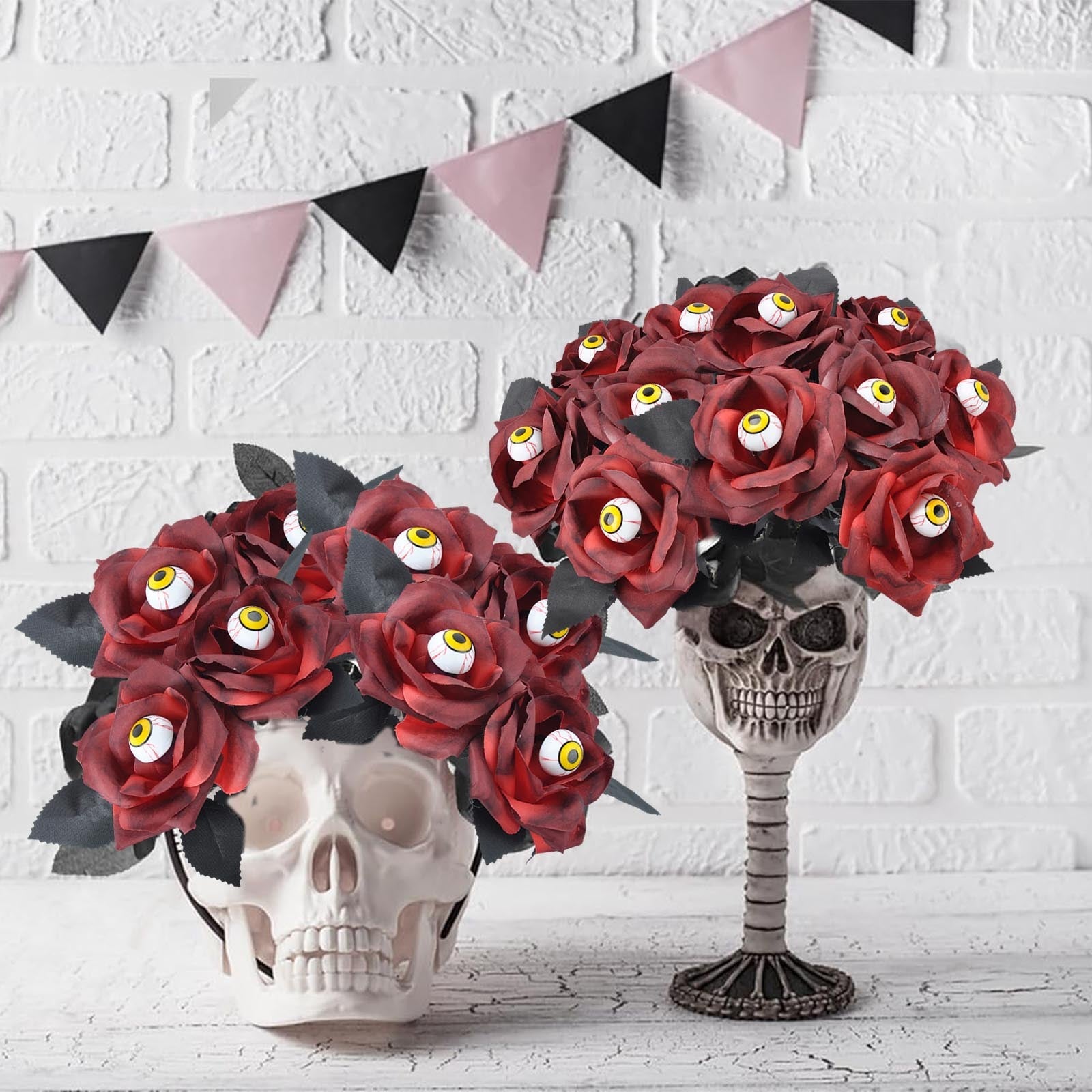 Halloween Devil's Eye Black Rose Twig Cutting Holiday Party Decoration