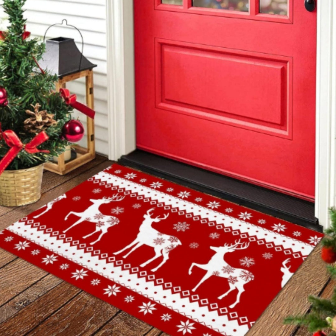 Christmas Carpet Red Christmas Tree Snowman Mat