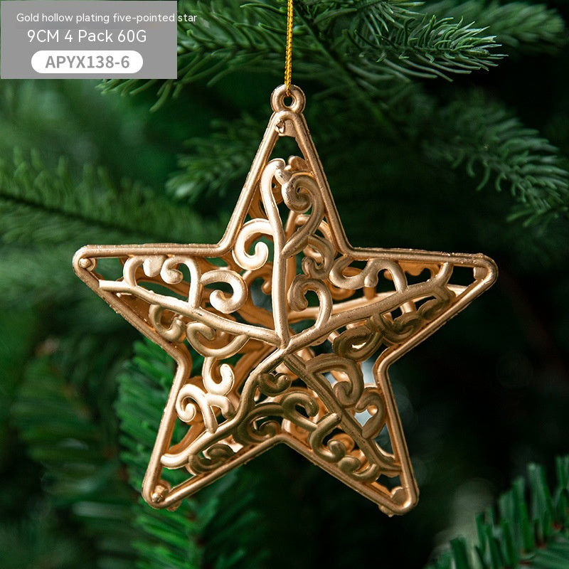 Christmas Tree Golden Hollow Five-pointed Star Pendant Creative