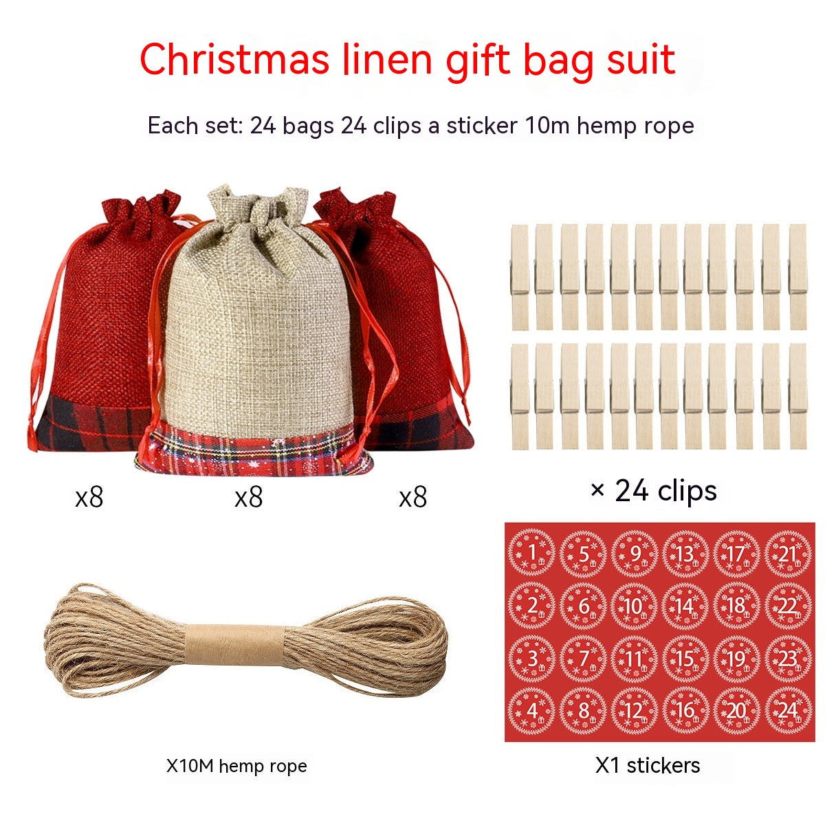 Christmas Gift Linen Christmas Candy Packaging Bag Set