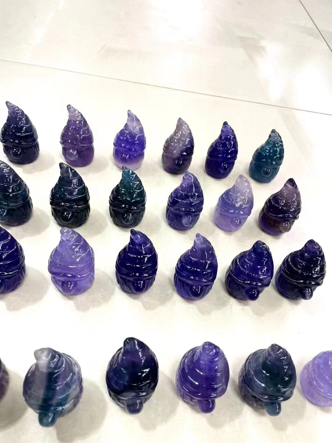 Purple Fluorite Artificial Carving Family Office Decoration