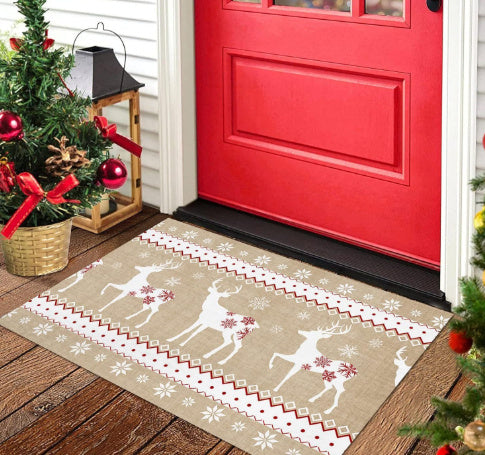 Christmas Carpet Red Christmas Tree Snowman Mat