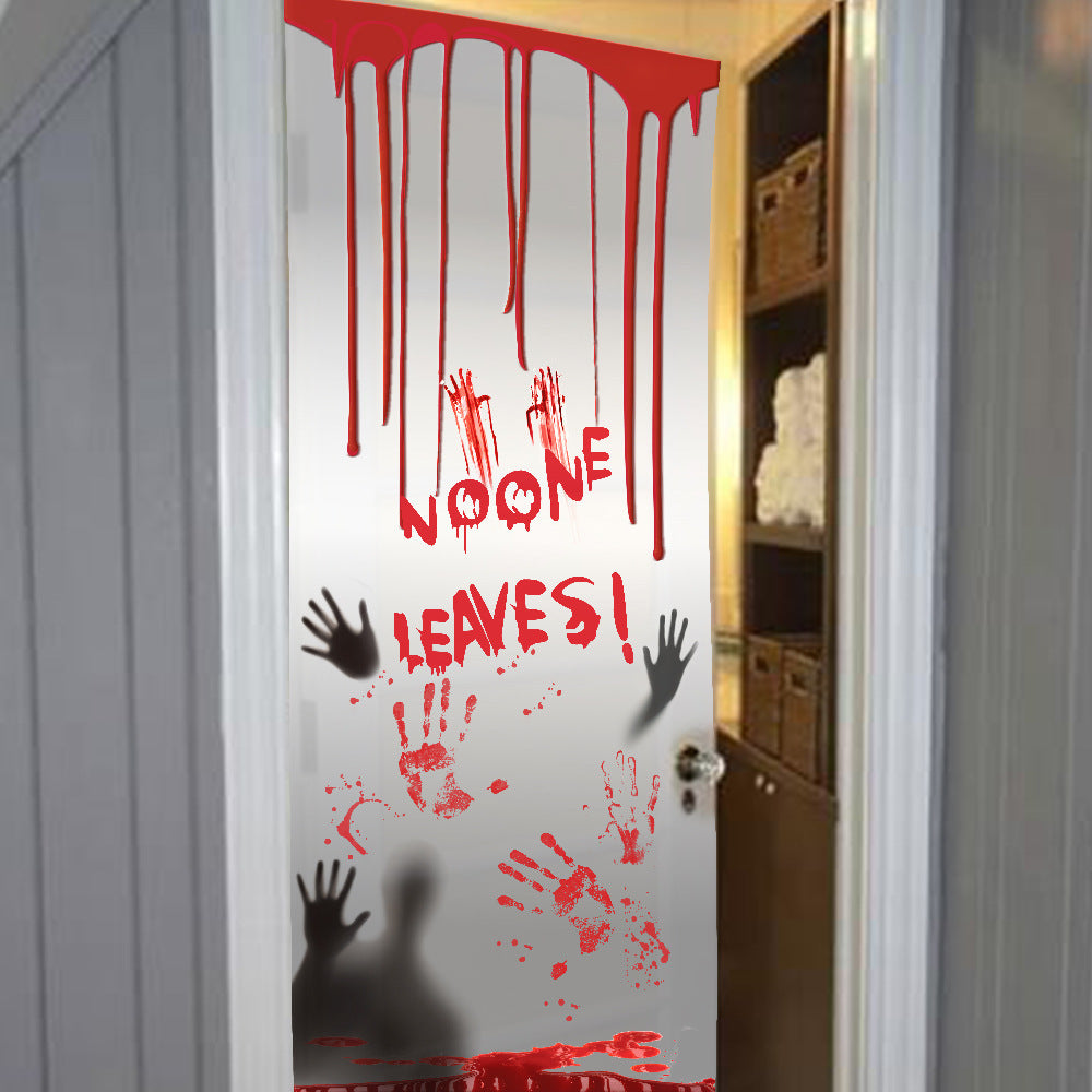 New Halloween Blood Handprint Door Sticker Ghost Festival Decoration