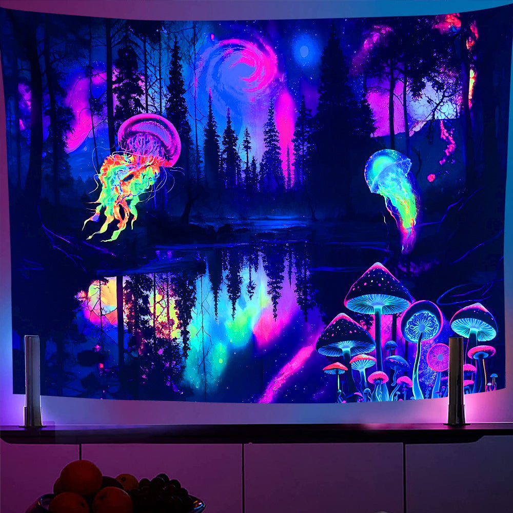 Skull Hanging Cloth UV Lamp Halloween Fluorescent Tapestry