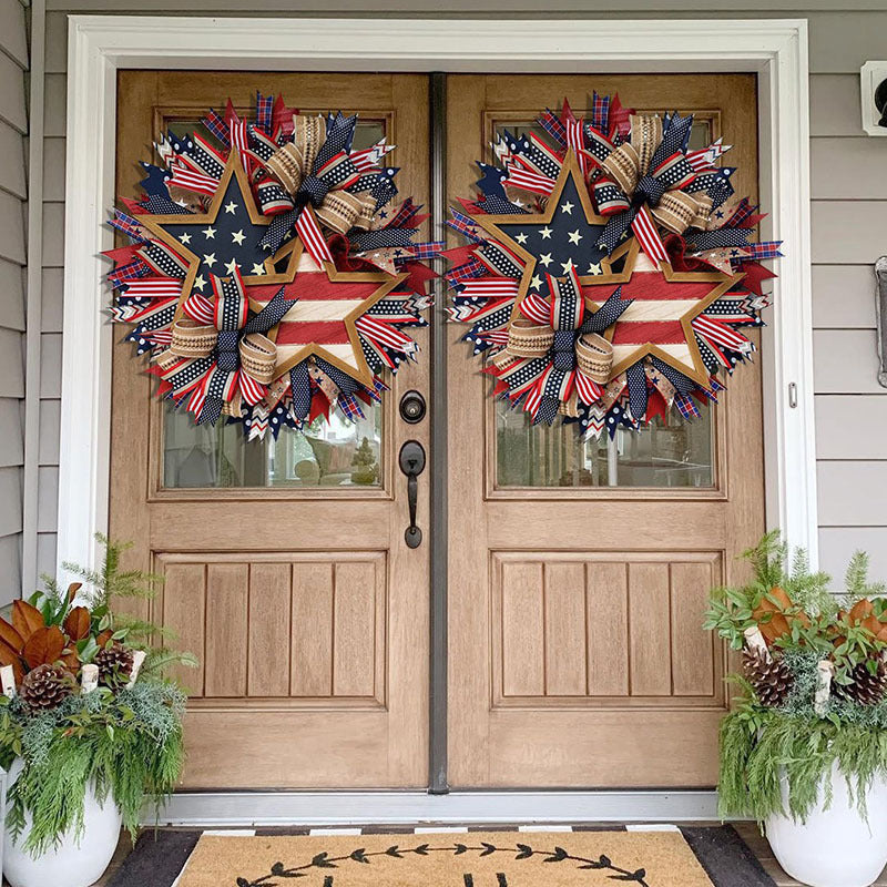 Independence Day Wreath National Flag Front Door Decoration, July 4th outdoor decorations, 4th of July decorations, American flag decorations, Patriotic decorations, Red, white and blue decorations, July 4th wreaths, July 4th garlands, July 4th centerpieces