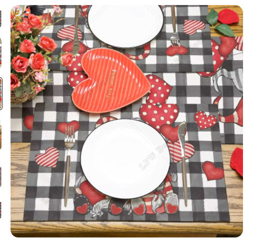 Dwarf Love Valentine's Day Meal Mat, Valentine's Day decor, Romantic home accents, Heart-themed decorations, Cupid-inspired ornaments, Love-themed party supplies, Red and pink decor, Valentine's Day table settings, Romantic ambiance accessories, Heart-shaped embellishments, Valentine's Day home embellishments