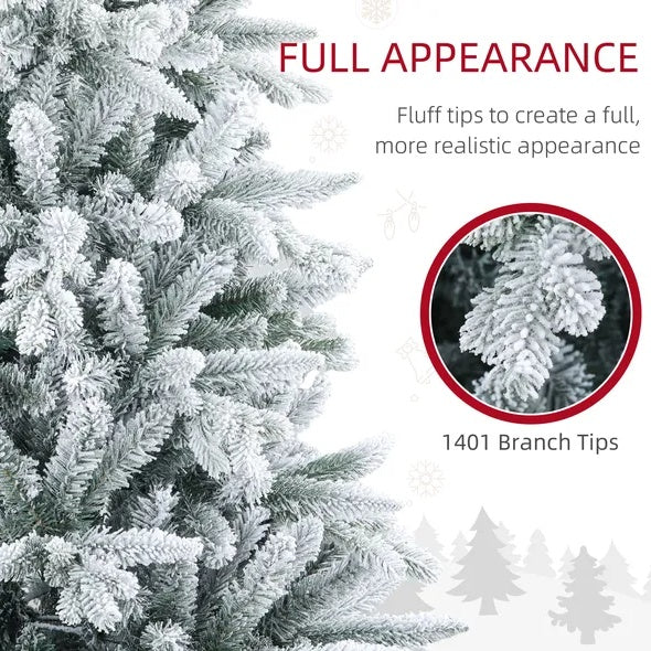 7 Ft Snow Flocked Artificial Christmas Tree With 1401 Tips, Foldable Metal Stand, Easy Assembly, Hinged Xmas Tree For Home, Office, Holiday, Christmas tree, Artificial Christmas tree, Real Christmas tree, Miniature Christmas tree, Tabletop Christmas tree, Pre-lit Christmas tree, Flocked Christmas tree, White Christmas tree, Black Christmas tree, Ceramic Christmas tree, Christmas tree topper, Christmas tree skirt, Christmas tree stand, Christmas tree storage bag, Christmas ornaments, Glass Christmas ornament