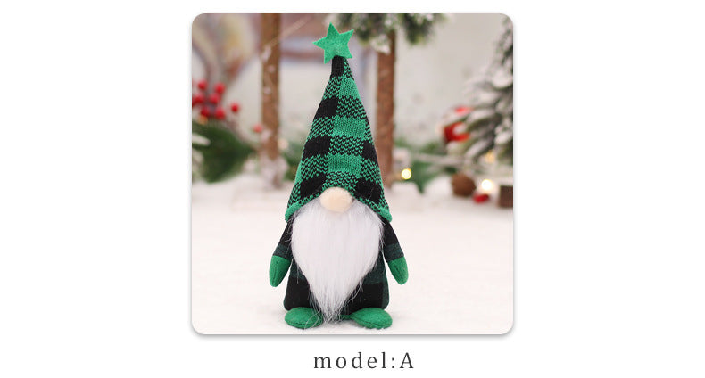 Checkered Forest Christmas Doll Desktop Decoration