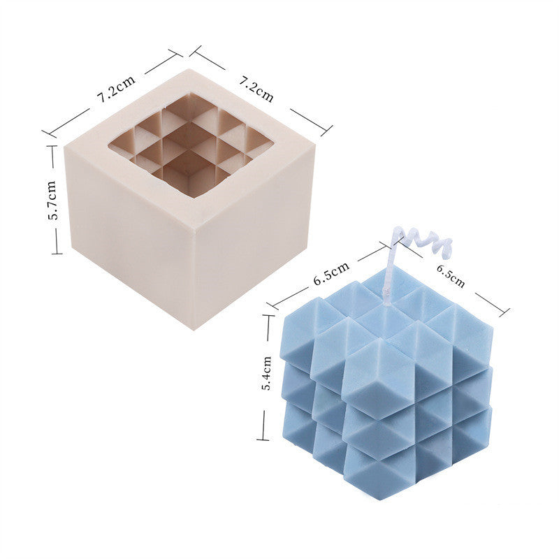 Silicone Square Three-dimensional Geometry Drill Face Rubik's Cube Aromatherapy Gypsum Liquid Silicone Candle Fondant Mold