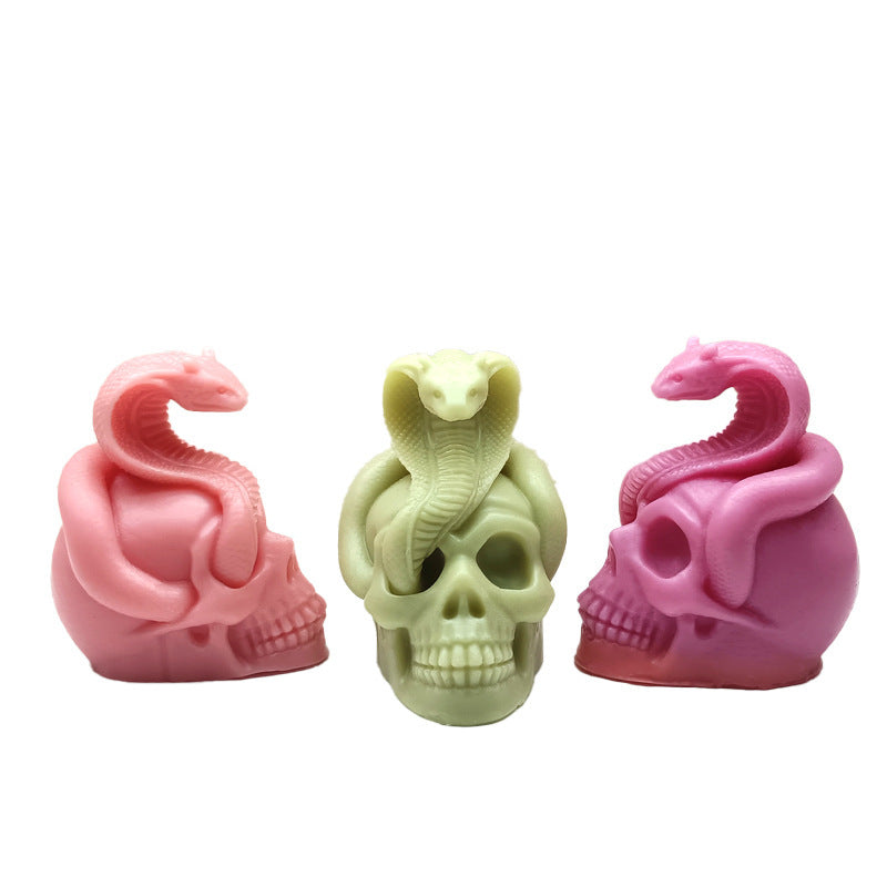 Halloween Snake Skull Aromatherapy Candle Silicone Mold, Silicone candle molds, Christmas tree candle molds, Halloween pumpkin candle molds, Easter egg candle molds, Animal candle molds, Sea creature candle molds, Fruit candle molds, Geometric candle molds, Abstract candle molds, DIY candle making molds,
