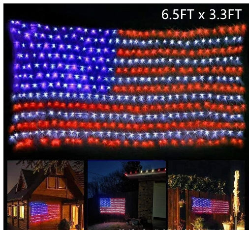American Flag Net Light Independence Day Decorative String Lights Solar Flag, 4th of July decorations, American flag decorations, Patriotic decorations, Red, white and blue decorations, July 4th wreaths, July 4th garlands, July 4th centerpieces, Fireworks decorations, July 4th banners, July 4th streamers, July 4th lights, July 4th outdoor decorations, Patriotic bunting, Patriotic garden flags,