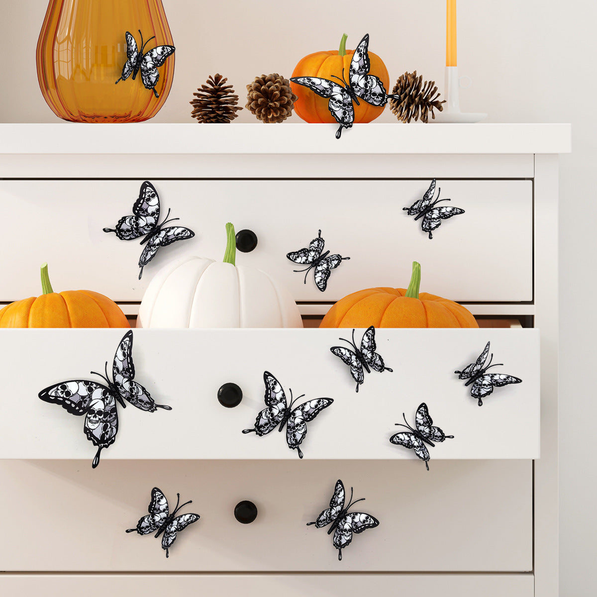 Double-layer Skull Rose Halloween 3d Butterfly Decoration Living Room Bedroom And Room Decoration, Pumpkin lanterns, Jack o Lanterns, Halloween Lights, Halloween Decoration Ornaments, Halloween inflatables, carved pumpkins, Halloween wreaths, Halloween Candles.