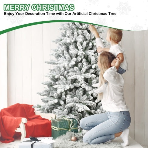 6FT PE&amp;PVC Flocked Artificial Christmas Tree ,With 1100 branch tips and metal stand,Foldable Fake Tree with Realistic Snowy Foliage, Christmas tree, Artificial Christmas tree, Real Christmas tree, Miniature Christmas tree, Tabletop Christmas tree, Pre-lit Christmas tree, Flocked Christmas tree, White Christmas tree, Black Christmas tree, Ceramic Christmas tree, Christmas tree topper, Christmas tree skirt, Christmas tree stand, Christmas tree storage bag, Christmas ornaments, Glass Christmas ornaments,